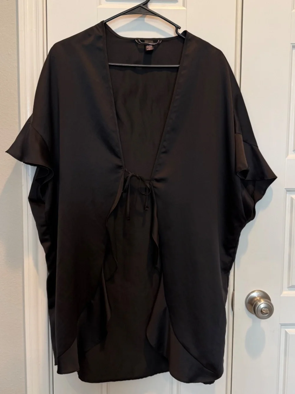 Victoria's Secret Black LOVE Satin Cover Up One Size